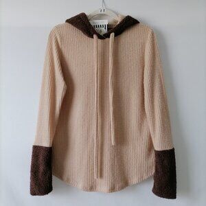 NWT 7th Roy Women's Beige-Brown Penny Bone Drawstring Pullover Hoodie Size Small